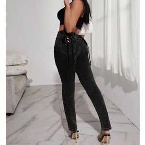 SHEIN SXY Eyelet Lace Up Knot Mom Jeans Size 26!